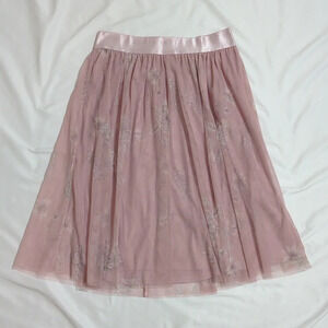 NWT Express Tulle Midi Length Skirt, Color Pink/White Size M